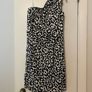 Calvin Klein Black and White One-Shoulder Dress